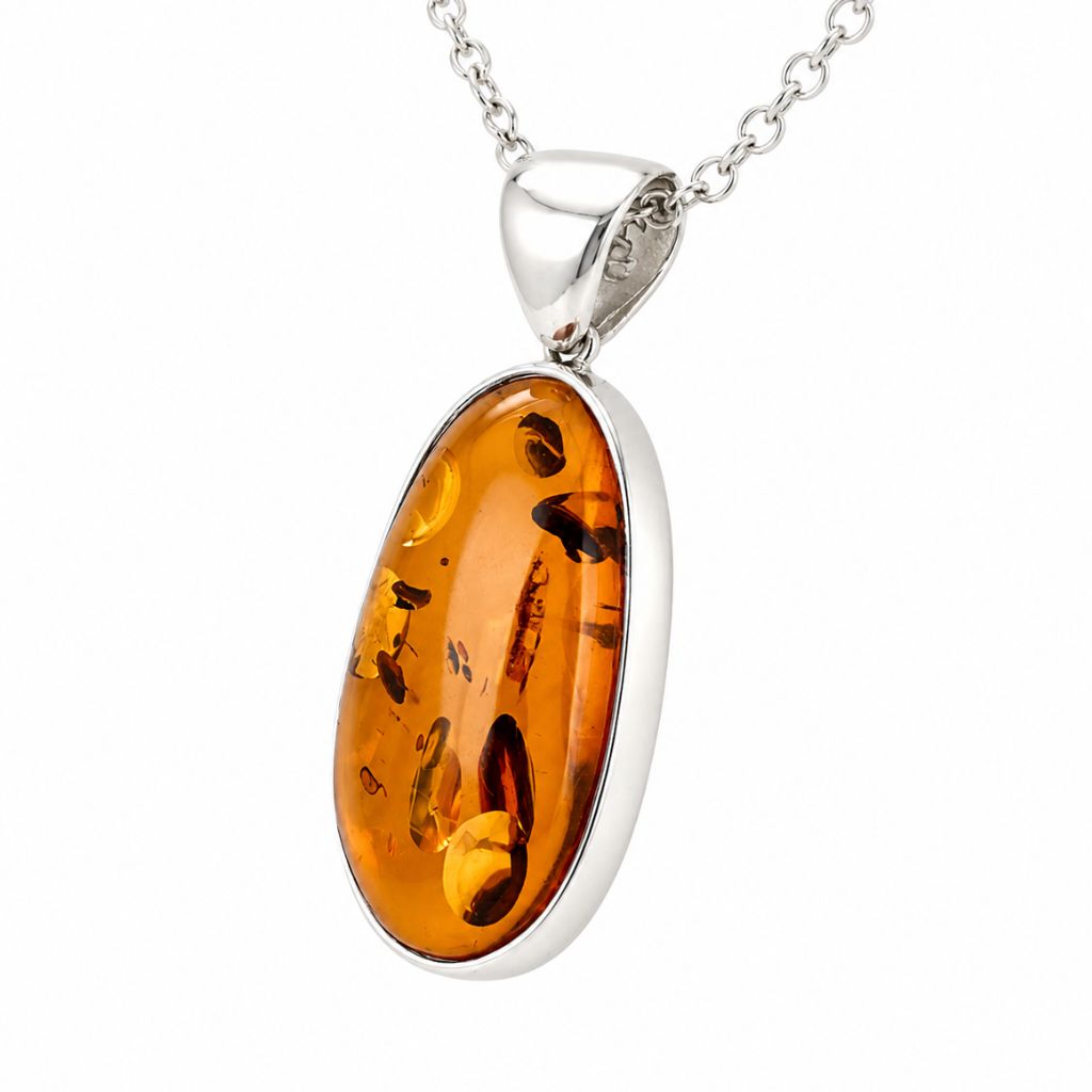 Baltic Amber Pendant Set in Sterling Silver