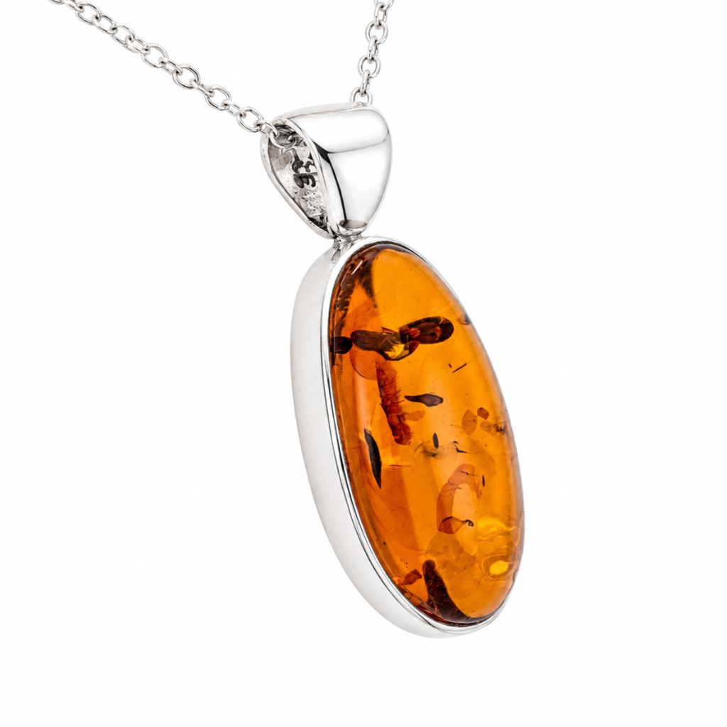 Baltic Amber Pendant Set in Sterling Silver