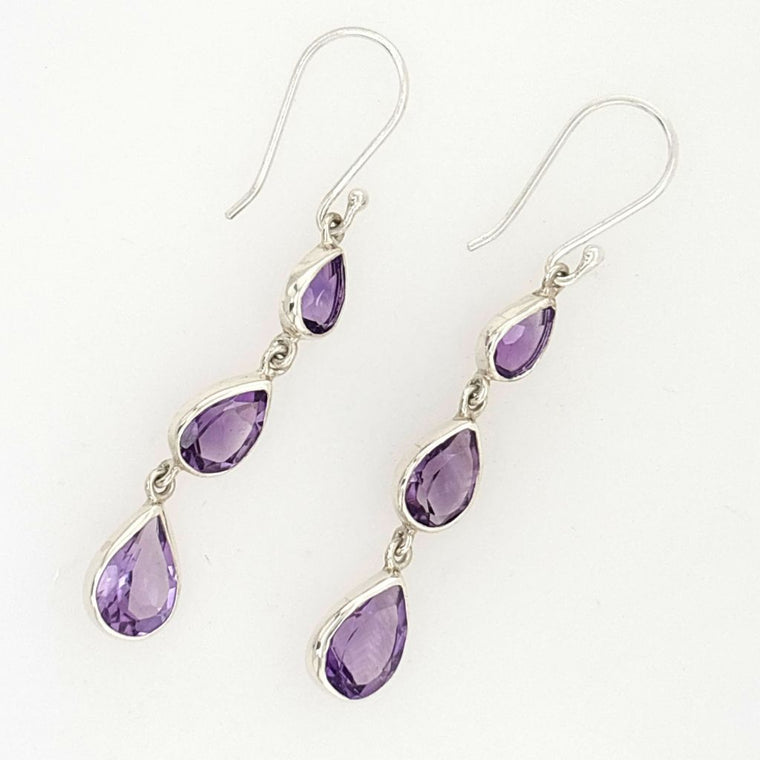 Amethyst  Earrings in 925 Sterling Silver