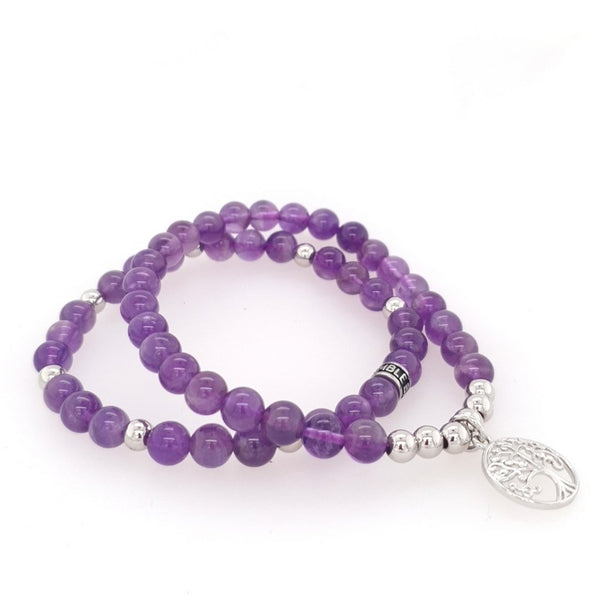 Amethyst Tree of Life Duo Bracelet Set – A Symbol of Harmony & Spiritual Growth