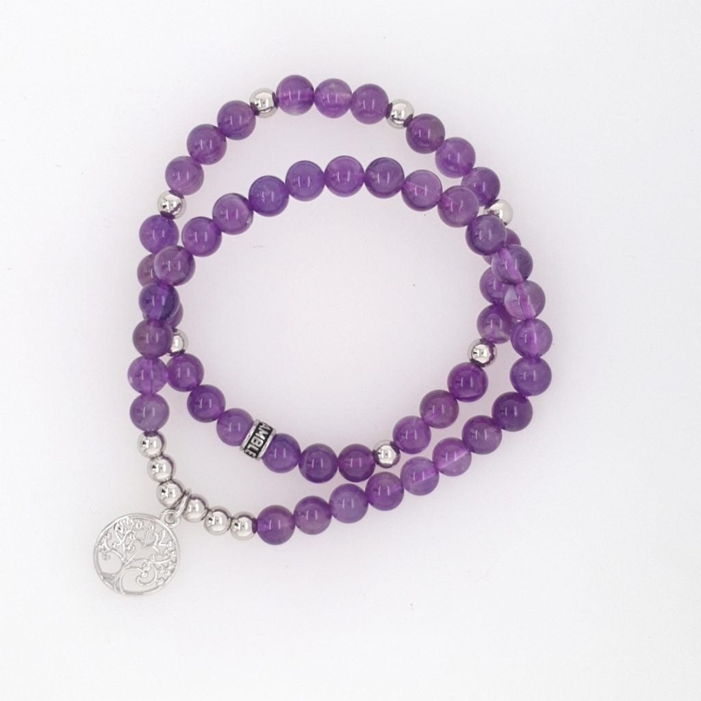 amethyst tree of life duo bracelet set