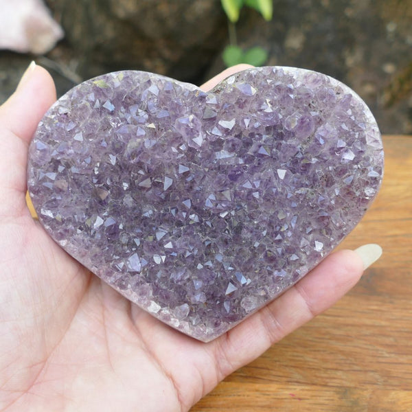 Amethyst Cluster Crystal Heart 407grams - Amethyst Druzy Heart