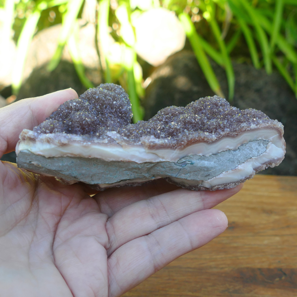 Natural amethyst druzy cluster with sparkling micro crystals unique formation