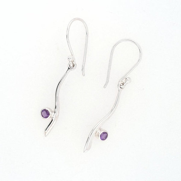 Amethyst Crystal Earrings - Sterling Silver