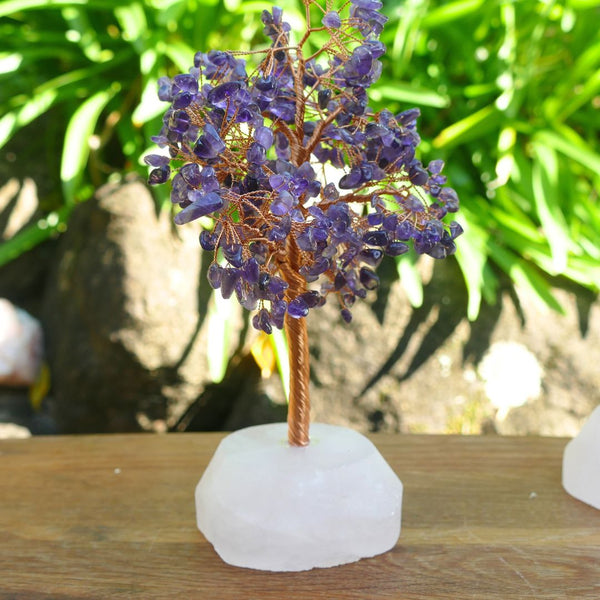 Amethyst Crystal Gem Tree on Rose Quartz Base – 22cm