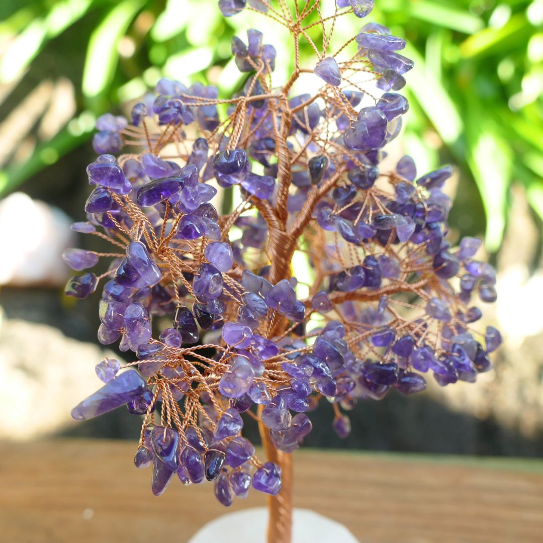 Amethyst Crystal Gem Tree on Rose Quartz Base | 22cm Crystal Tree