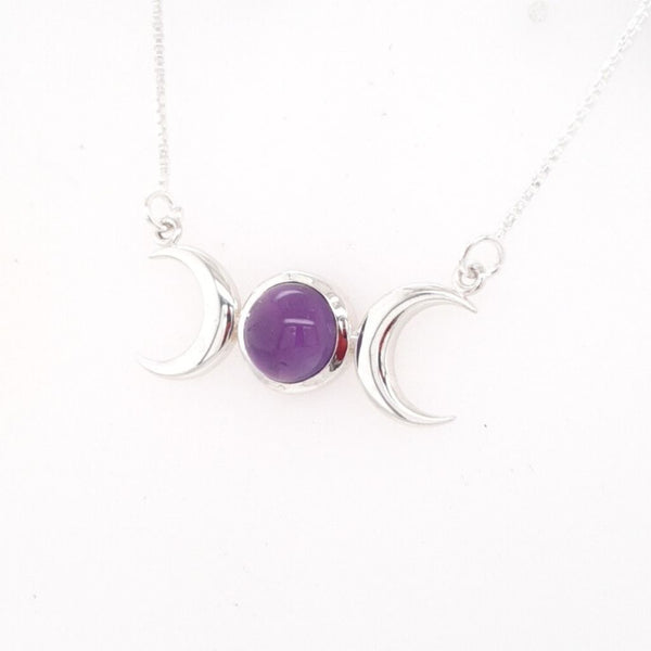 Amethyst Crystal Triple Goddess Necklace | Amethyst Crystal Pendant