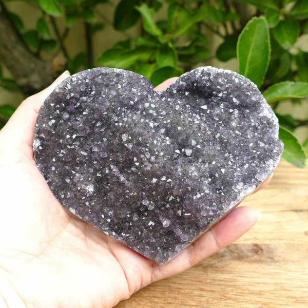 Amethyst Cluster Crystal Heart 736grams Geode Handcrafted Home Decor