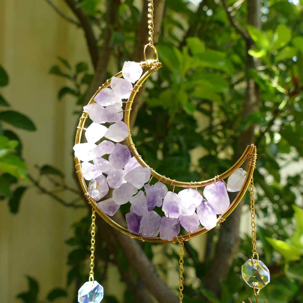 amethyst crystal moon suncatcher