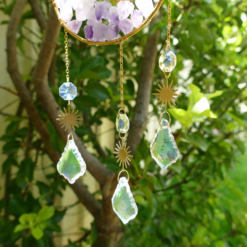 amethyst crystal moon suncatcher