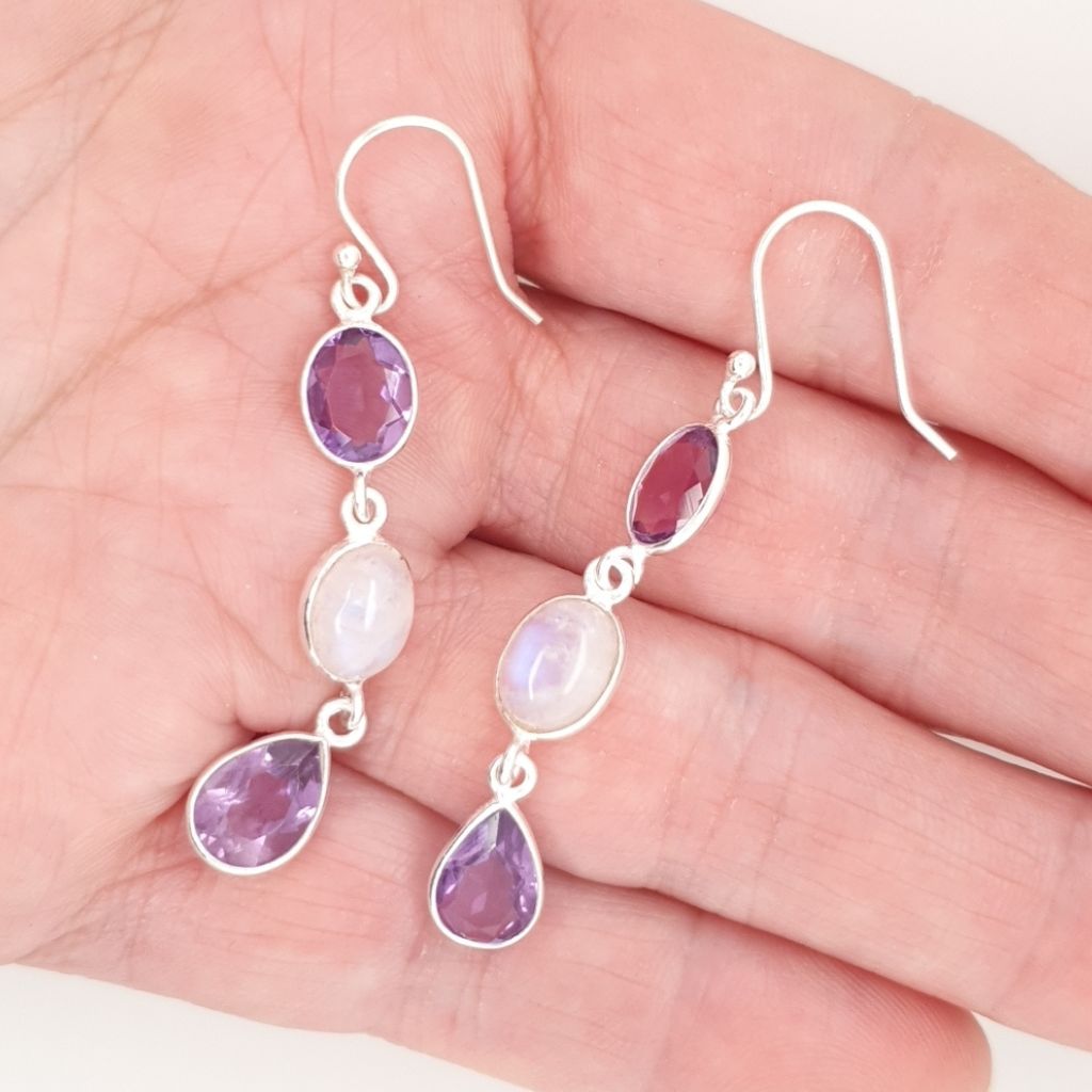 amethyst & moonstone earrings