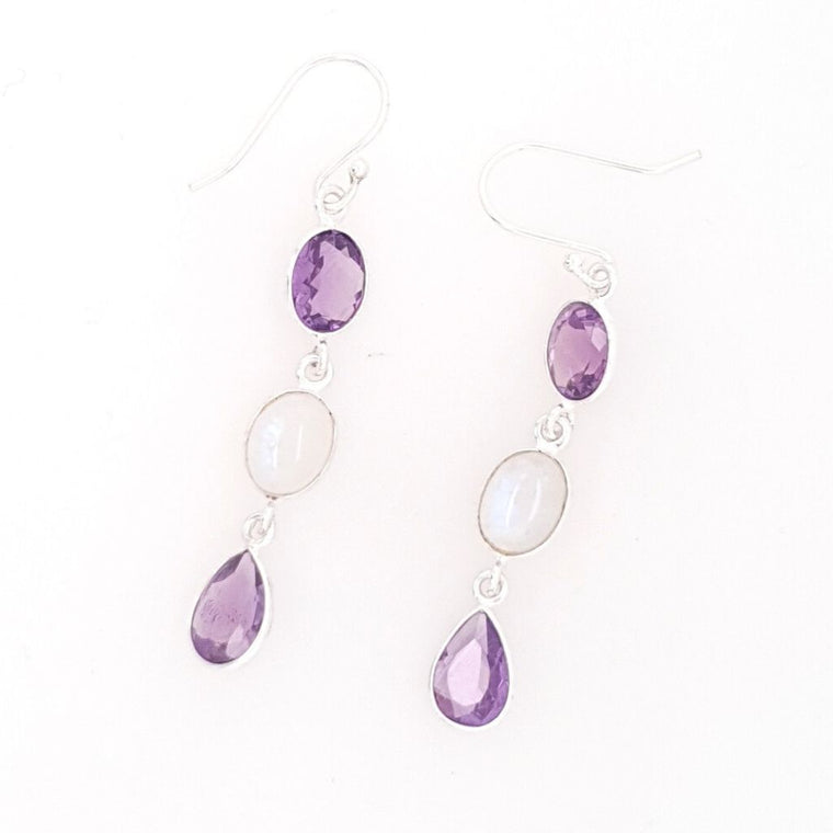 amethyst & moonstone earrings