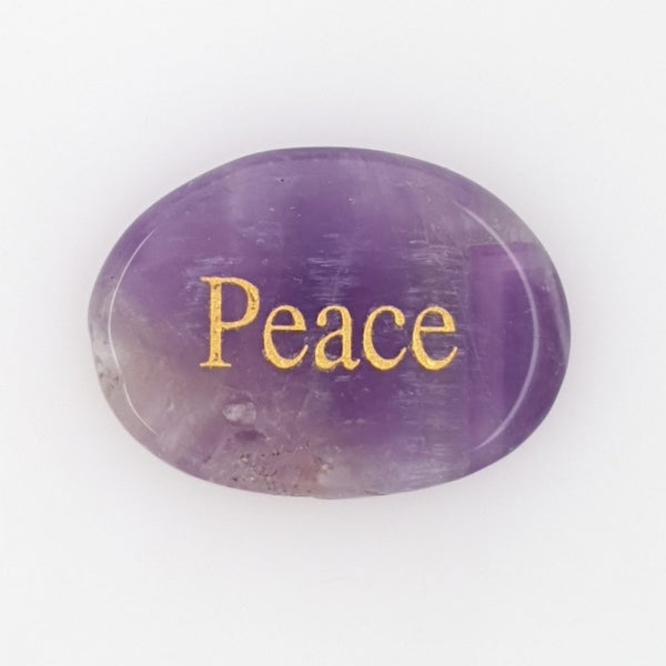 Amethyst Palm Stones with Peace engraving