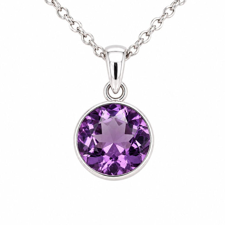 Amethyst Crystal Pendant Set in 925 Sterling Silver
