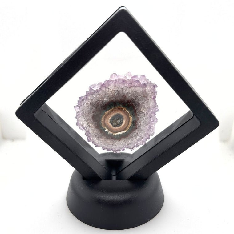 Amethyst Stalactite Slice Floating Frame | Crystal Display Australia