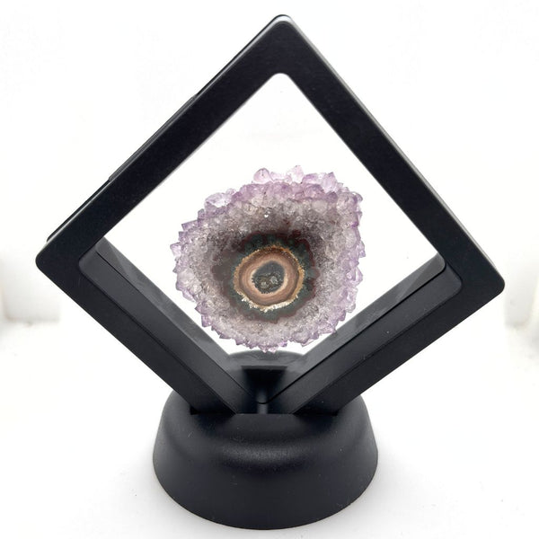Amethyst Stalactite Slice in 3D Floating Frame – Natural Crystal Display