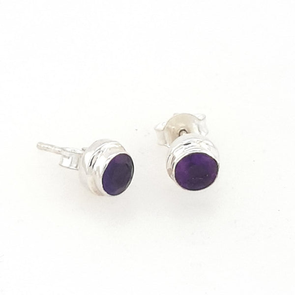 Amethyst Stud Earrings 925 Sterling Silver with Amethyst Gemstone