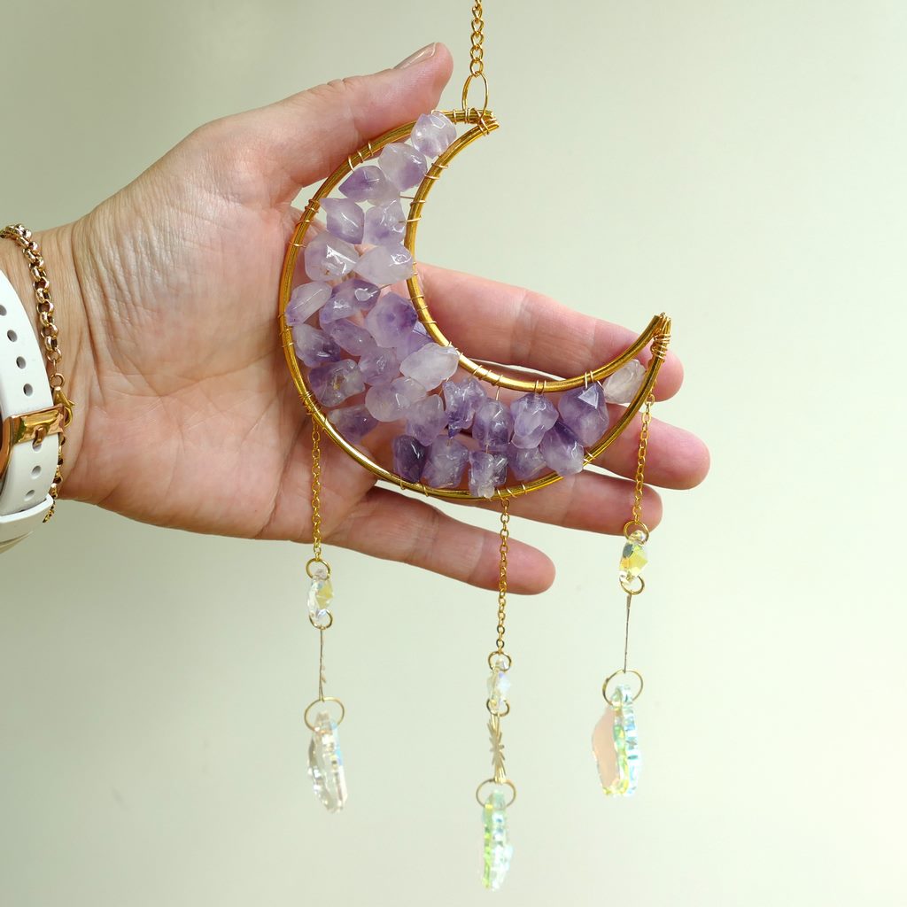 amethyst crystal moon suncatcher
