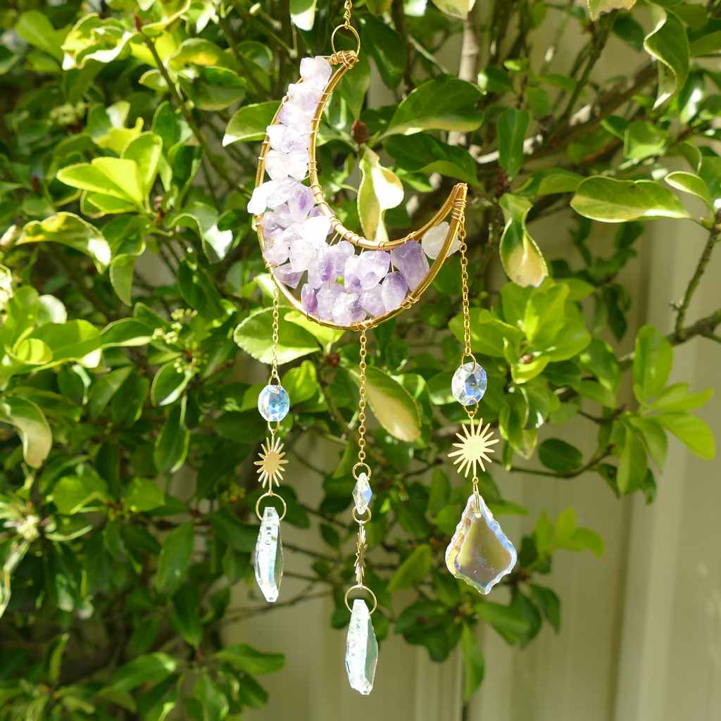 amethyst crystal moon suncatcher