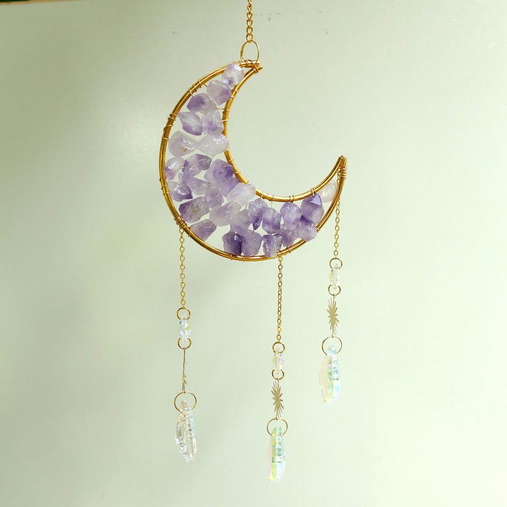 amethyst crystal moon suncatcher