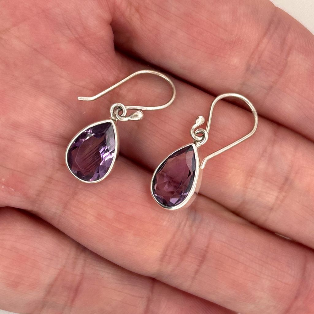 Amethyst Faceted Crystal Earrings Jewellery
