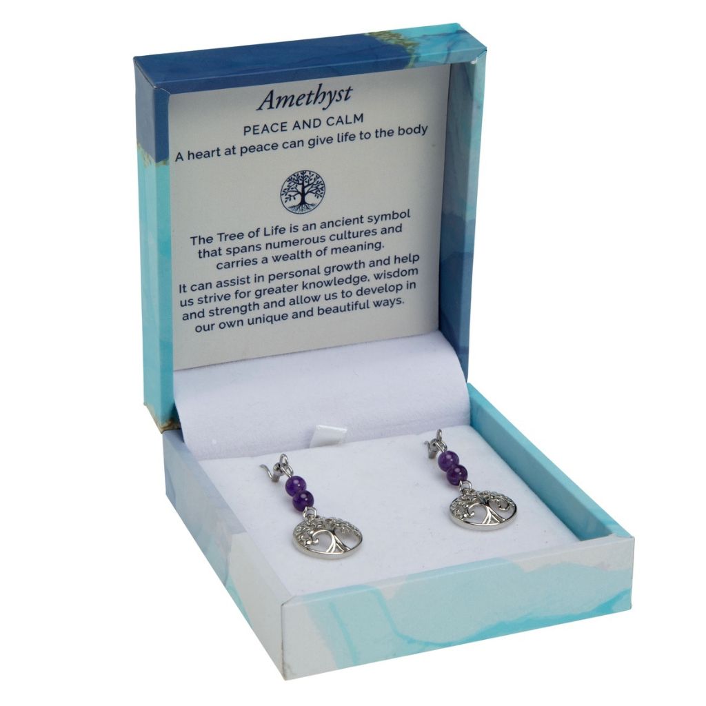 amethyst tree of life earrings