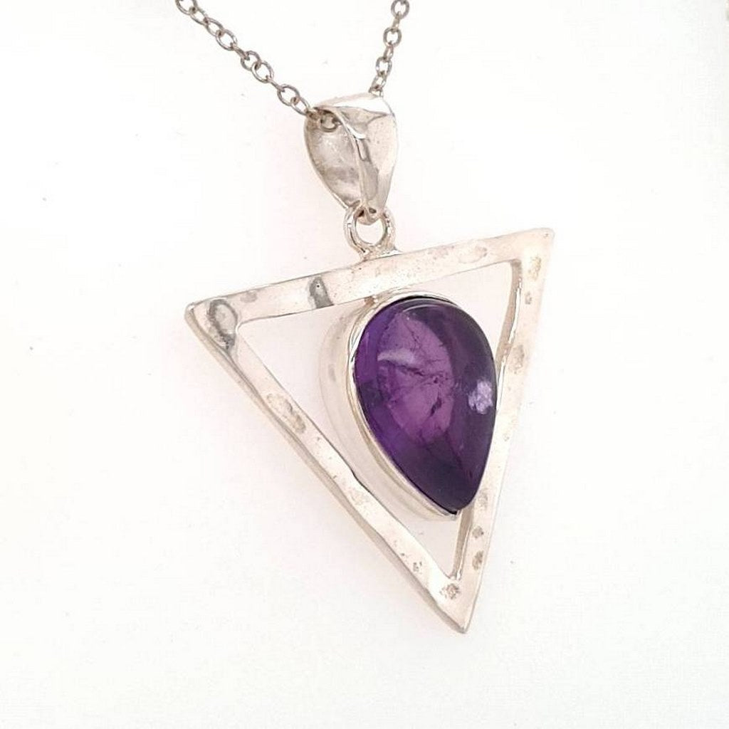 amethyst triangle crystal pendant