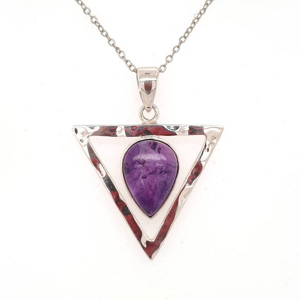 amethyst triangle crystal pendant