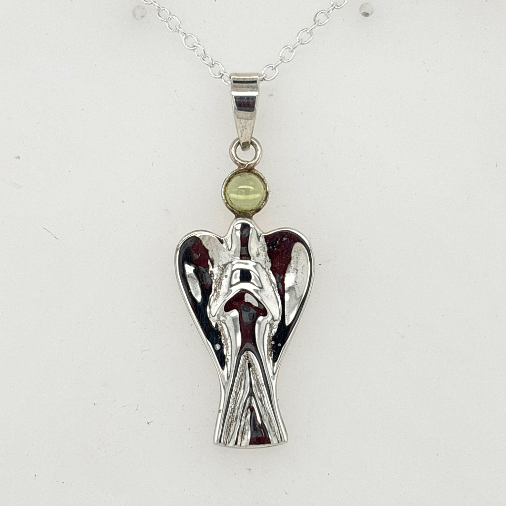 Sterling Silver Angel Pendant with Peridot Australia | Crystal Angel Necklace