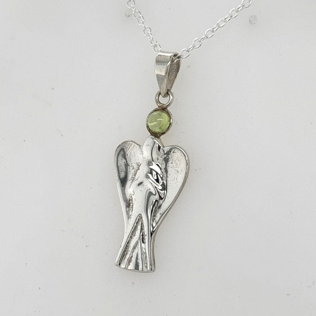 Sterling Silver Angel Pendant with Peridot Australia | Crystal Angel Necklace