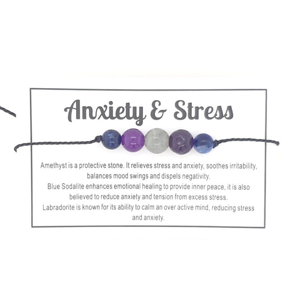 Anxiety & Stress Relief Bracelet – 3 Gemstone Healing Crystals