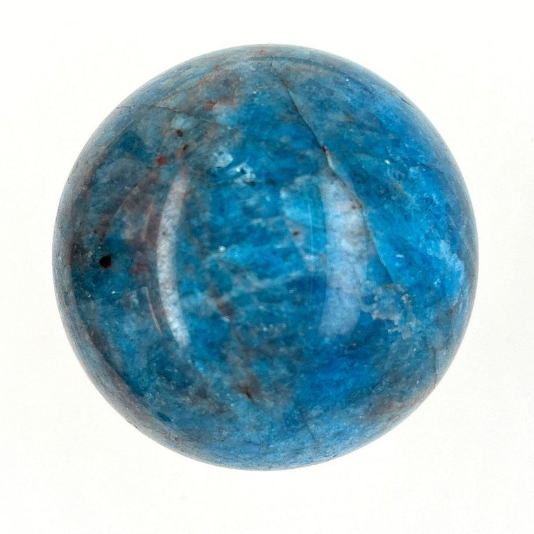 Natural Blue Apatite crystal sphere 144g with vibrant blue and teal colouring