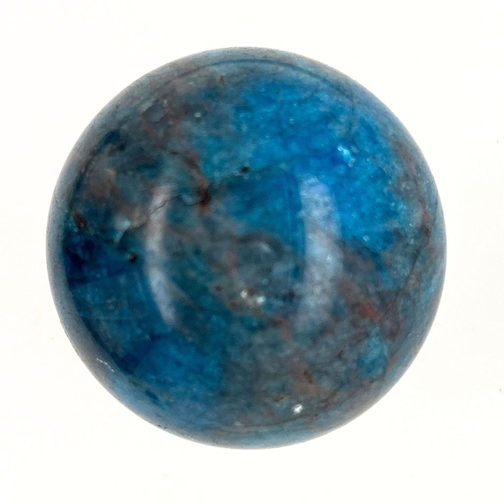 Natural Blue Apatite crystal sphere 144g with vibrant blue and teal colouring