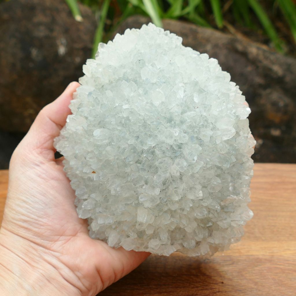 Natural Apophyllite crystal cluster 947g with sparkling white crystals