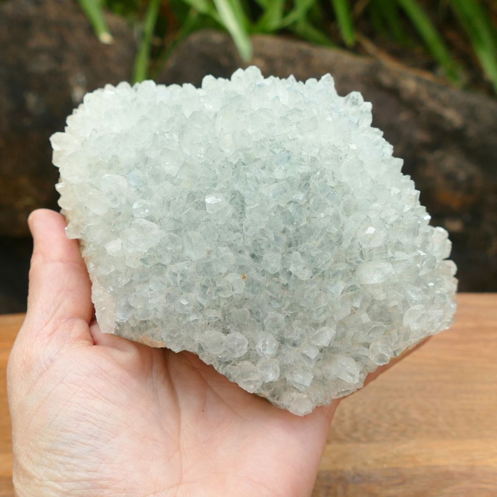 Natural Apophyllite crystal cluster 947g with sparkling white crystals