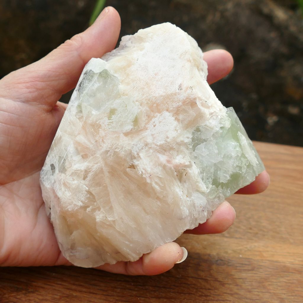 Natural Apophyllite and Stilbite crystal cluster with pale green Apophyllite 491g