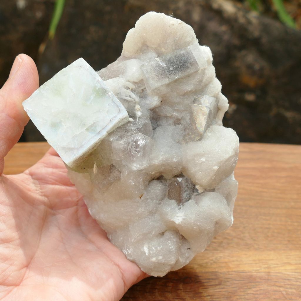 Natural Apophyllite and Stilbite crystal cluster with pale green Apophyllite 491g