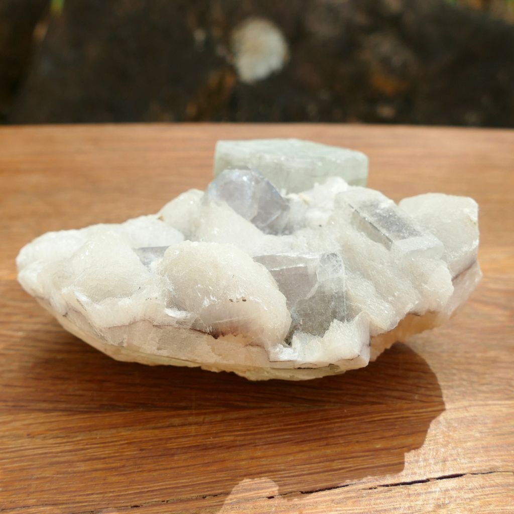 Natural Apophyllite and Stilbite crystal cluster with pale green Apophyllite 491g