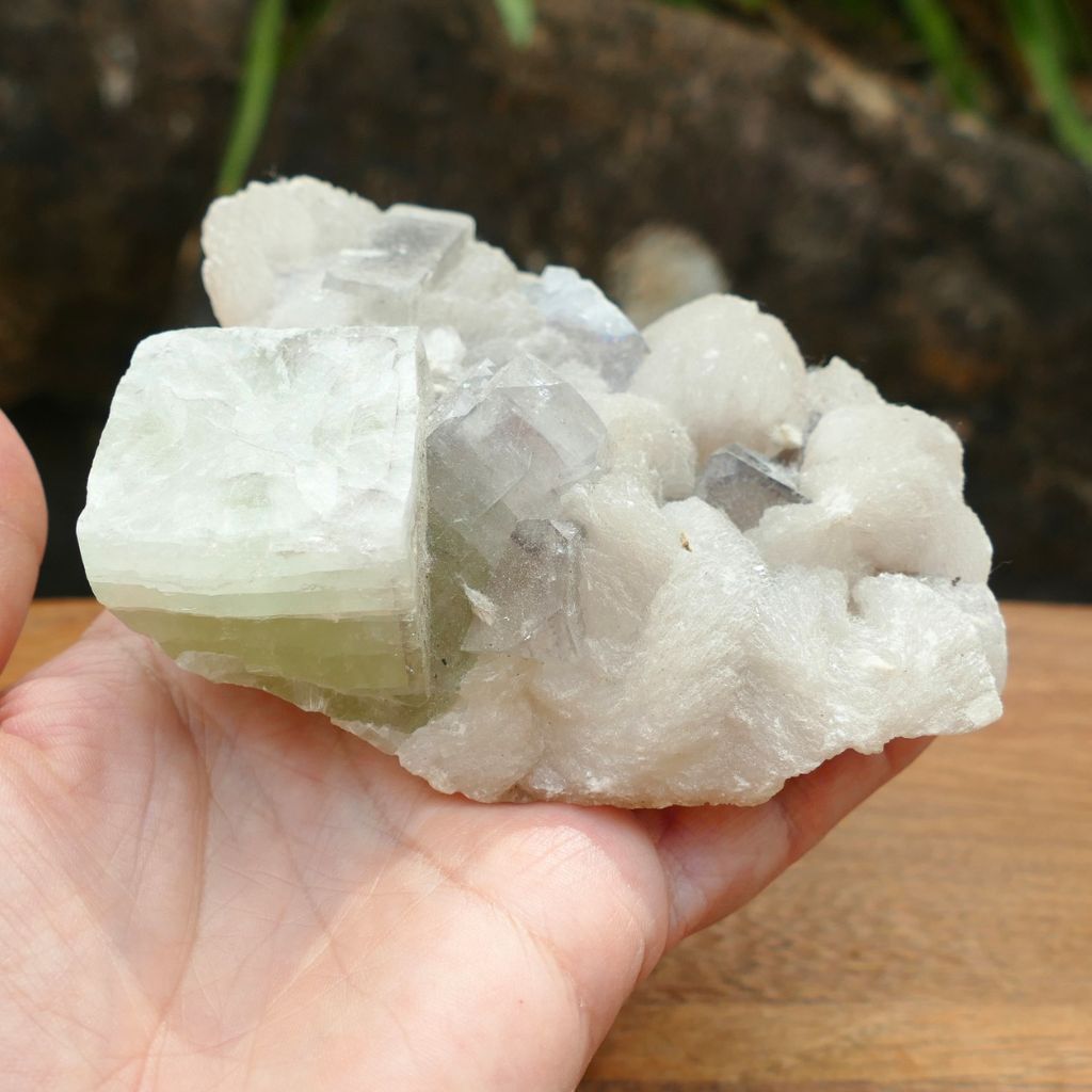 Natural Apophyllite and Stilbite crystal cluster with pale green Apophyllite 491g