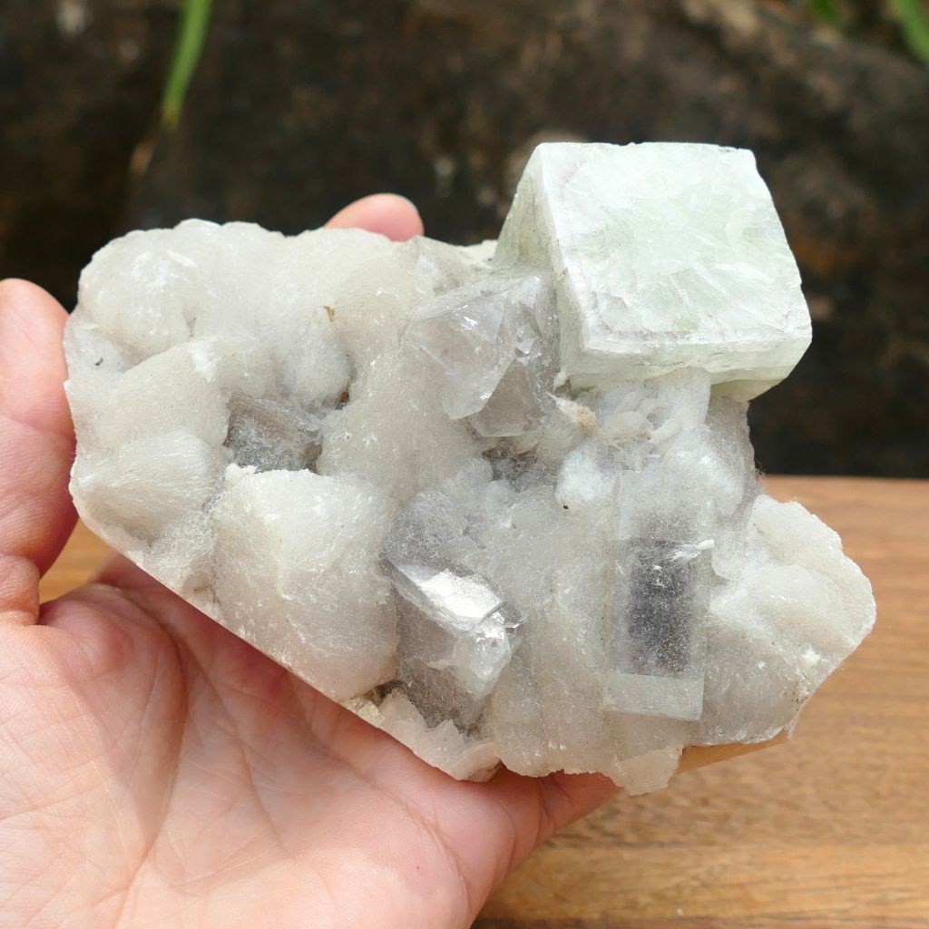 Natural Apophyllite and Stilbite crystal cluster with pale green Apophyllite 491g