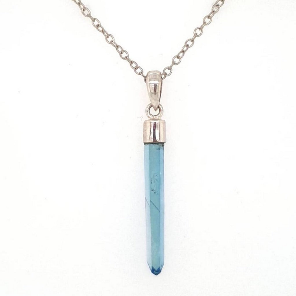 aqua aura crystal pendant