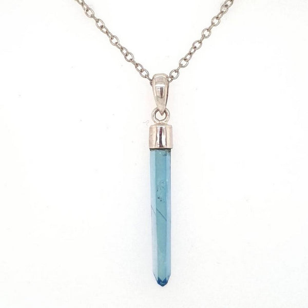 Aqua Aura Pendant Crystal Set in Sterling Silver