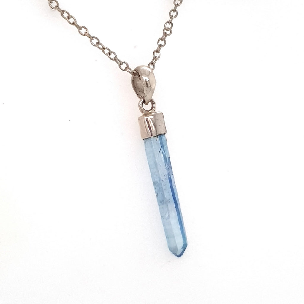 aqua aura crystal pendant