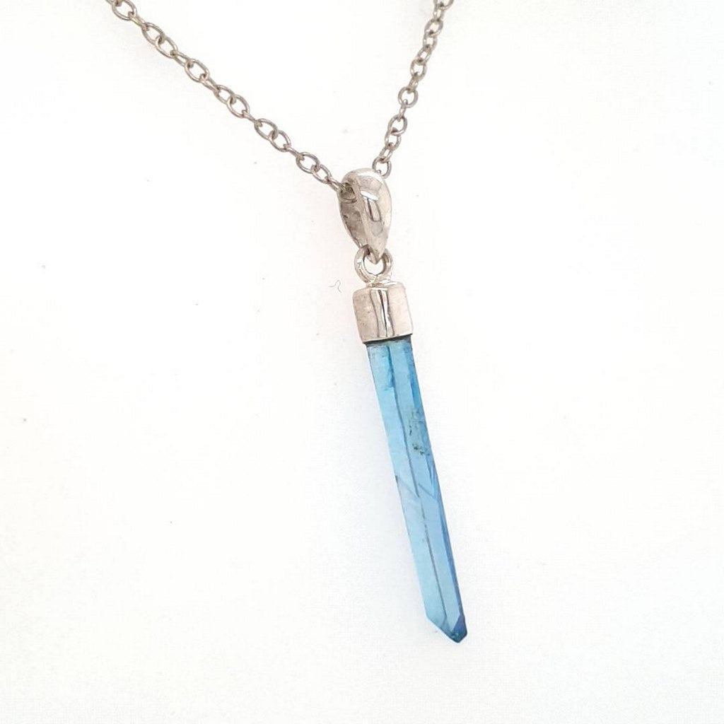 aqua aura crystal pendant