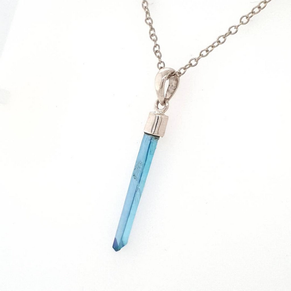 aqua aura crystal pendant