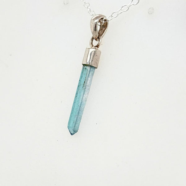 Aqua Aura Pendant - Stunning Aqua Aura Quartz Set in 925 Sterling Silver