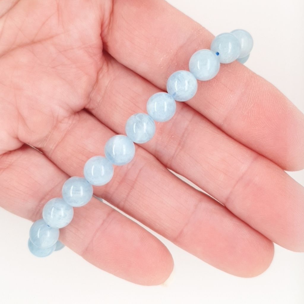 aquamarine 8mm bead bracelet