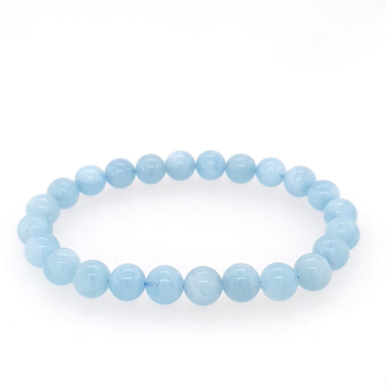 aquamarine 8mm bead bracelet