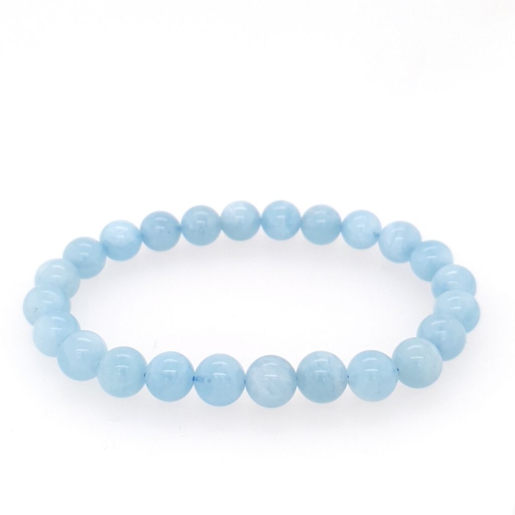 aquamarine 8mm bead bracelet