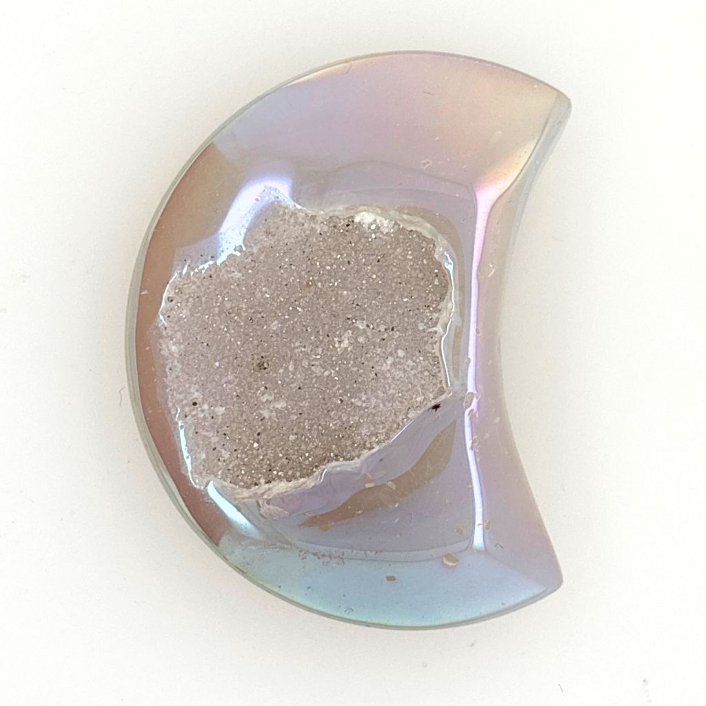 Aura Agate Druzy Moon | Crystal Crescent Moon Decoration